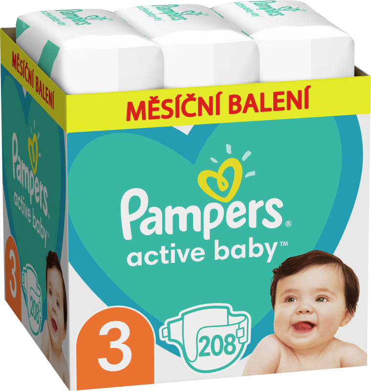 Pampers Active Baby 3 208 ks, 6kg - 10kg