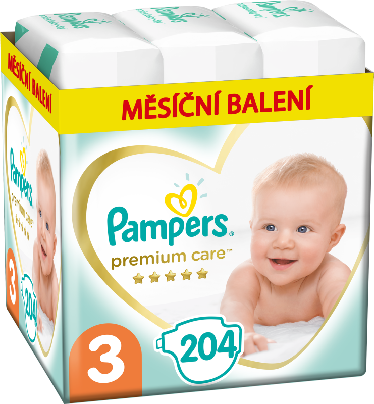 Pampers Premium Care 3 204 ks, 6kg-10kg
