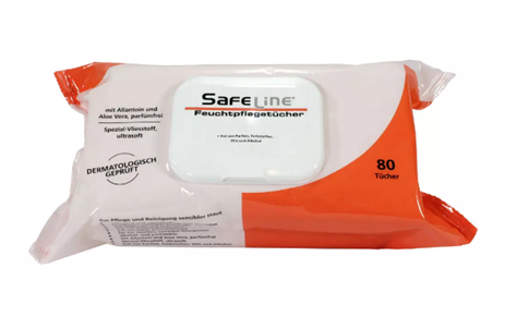 SAFELINE Vlhčené ubrousky, 200 x170mm (80 ubrousků), bez alkoholu a parfemace (12bal/krt)