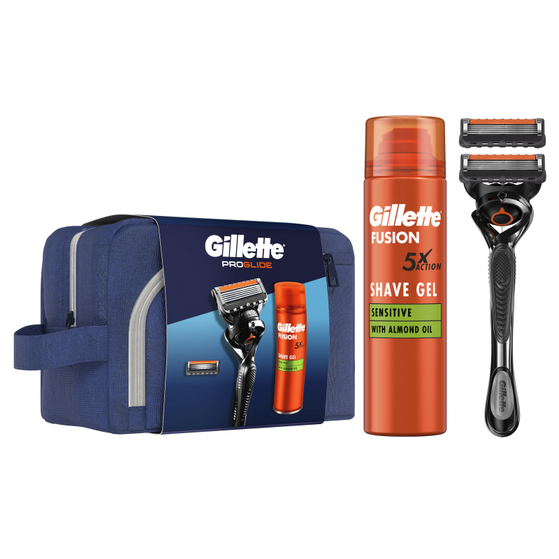Xmas Proglide strojek+Sensitive gel 200ml+2NH+cest.taska